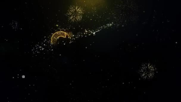 Cyber Monday Text on Gold Particles Fireworks Display. — Stock Video