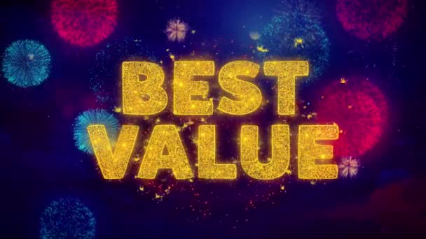 Best Value Text on Colorful Ftirework Explosion Particles. — Stock Video