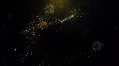 Altın Parçacıklar Havai Fişek Ekran Üzerinde İyi Geceler Metin.