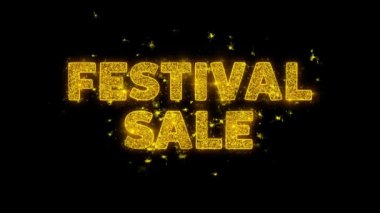 Festival Satış Metni Siyah Arka Plan Üzerinde Parçacıklar Kıvılcımlar.