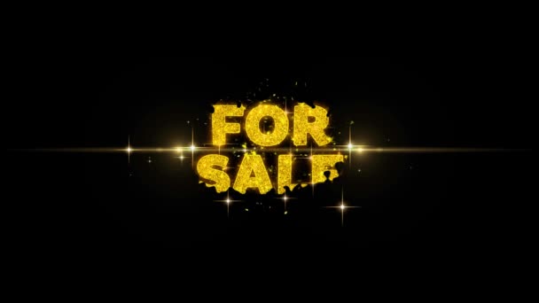 반짝이 황금 입자 불꽃 에 판매 텍스트 공개. — 비디오