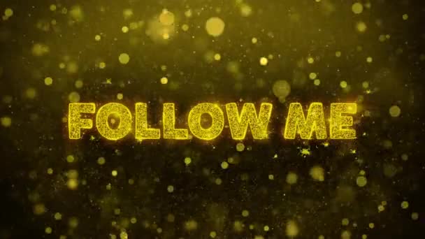 Follow Me Text on Golden Glitter Shine Particles Animación . — Vídeos de Stock