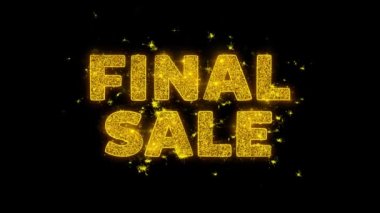 Son Satış Metni Siyah Arka Plan Üzerinde Parçacıklar Kıvılcım.