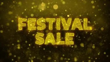 Festival Satış Metin Altın Glitter Shine Parçacıklar Animasyon.