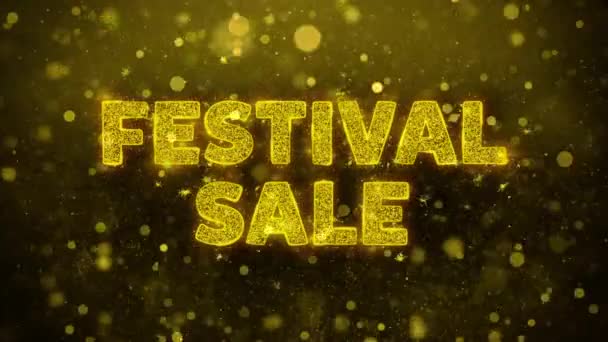 Festival de venda de texto sobre brilho dourado brilho partículas animação . — Vídeo de Stock