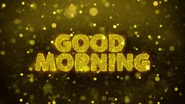 Good Morning Text on Golden Glitter Shine Particles Animation. — Stock Video