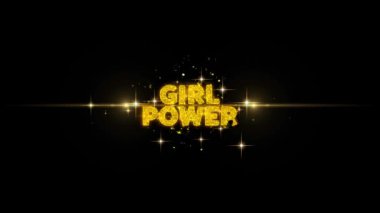 Girl Power Metin Glitter Altın Parçacıklar Havai Fişek üzerinde reveal.