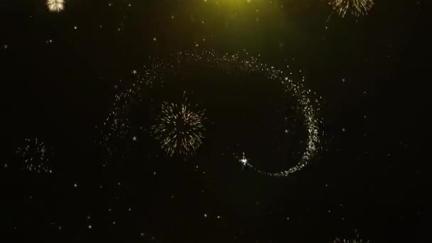 Good Night Text on Firework Display Explosion Partikel . — Stok Video