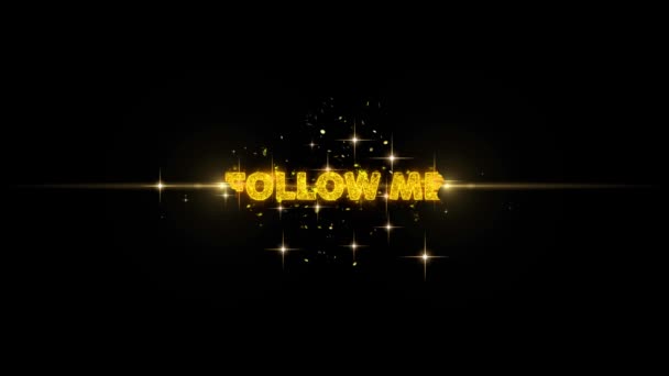 Follow Me Text Reveal on Glitter Golden Particles Firework. – stockvideo