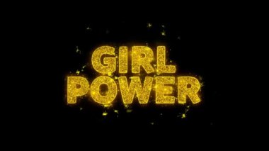 Kız Güç Metin Siyah Arka Plan Üzerinde Parçacıklar Kıvılcımlar.