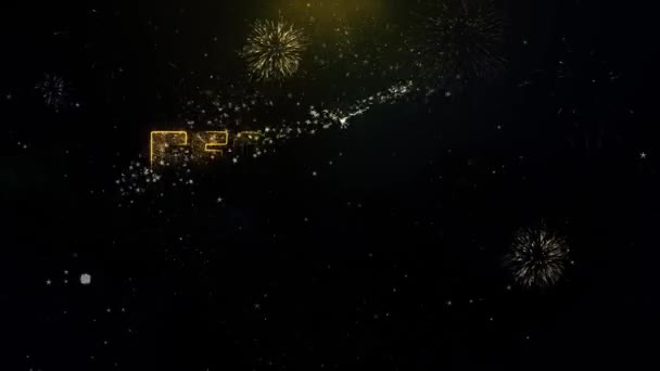 Texto de venda de fevereiro em exibição de fogos de artifício de partículas de ouro . — Vídeo de Stock