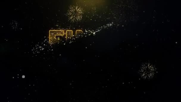 Vendita finale Testo su particelle d'oro Fuochi d'artificio Visualizza . — Video Stock