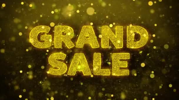 Golden Glitter Shine Parçacıklar Animasyon Grand Sale Metin. — Stok video