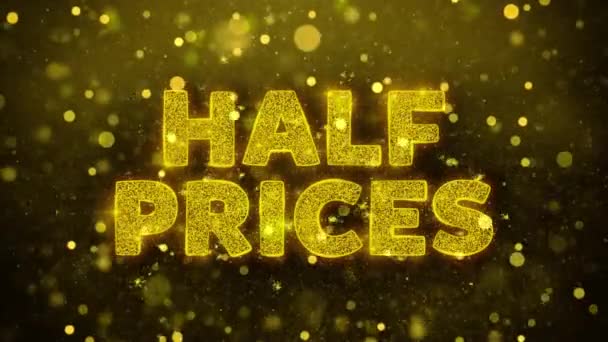 Altın Glitter Shine Parçacıklar Animasyon Yarı Fiyatlar Metin. — Stok video