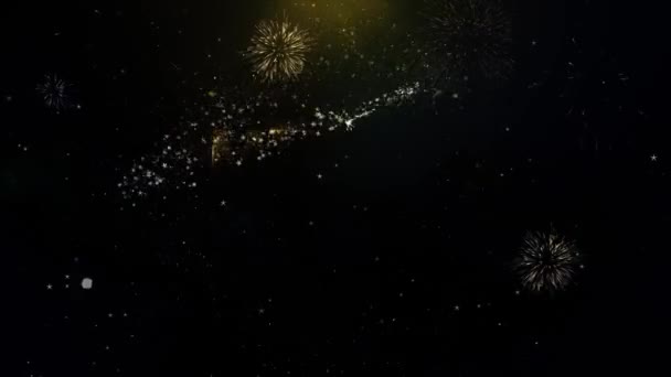 Ciao Domenica Testo su particelle d'oro Fuochi d'artificio Visualizza . — Video Stock