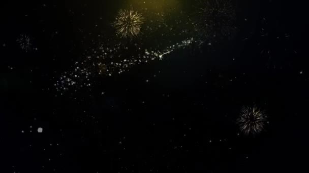 Hello Wednesday Text on Gold Particles Fireworks Display. — Stock Video