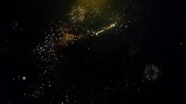 Altın Parçacıklar Havai Fişek Ekran Üzerinde İyi İş Metni.
