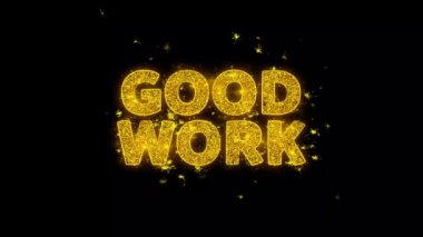 İyi Çalışma Metni Siyah Arka Plan Üzerinde Parçacıklar Kıvılcımlar.