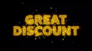 Büyük İndirim Metin Siyah Arka Plan Üzerinde Parçacıklar Kıvılcımlar.