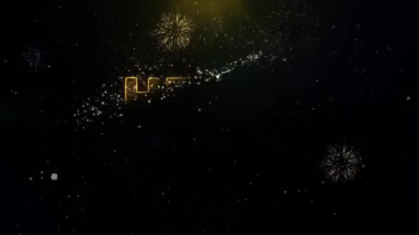 Hallo vrijdag tekst op goud deeltjes Fireworks Display. — Stockvideo