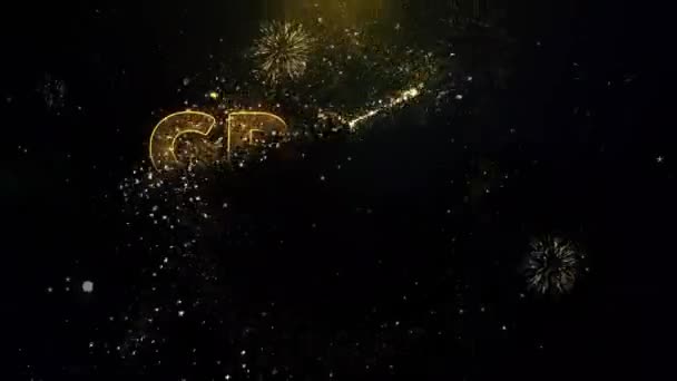 Grande vendita testo su particelle d'oro Fuochi d'artificio Visualizza . — Video Stock