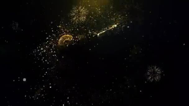 Gran texto de descuento en partículas de oro fuegos artificiales pantalla . — Vídeo de stock