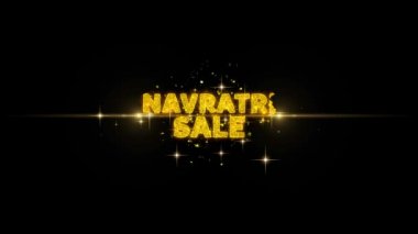 Navratri Satış Metin Glitter Altın Parçacıklar Havai Fişek üzerinde reveal.