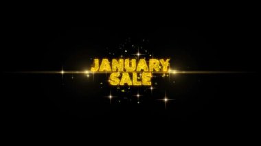 Ocak Satılık Metin Glitter Altın Parçacıklar Havai Fişek üzerinde Reveal.