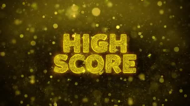 High score text på gyllene glitter Shine partiklar animation. — Stockvideo