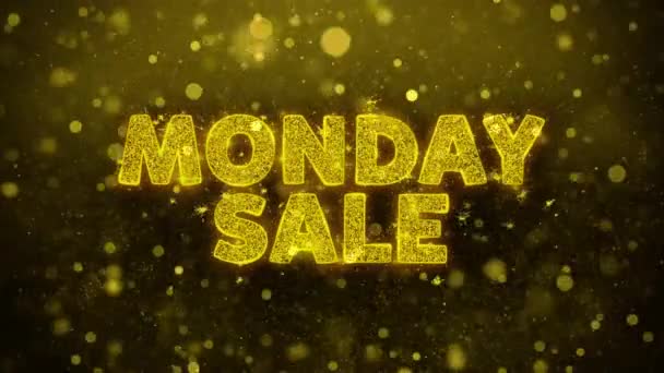 Monday Sale Text on Golden Glitter Shine Particles Animación . — Vídeo de stock