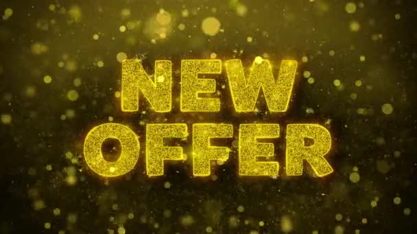 Új ajánlat szöveg Golden Glitter Shine részecskék animáció. — Stock videók