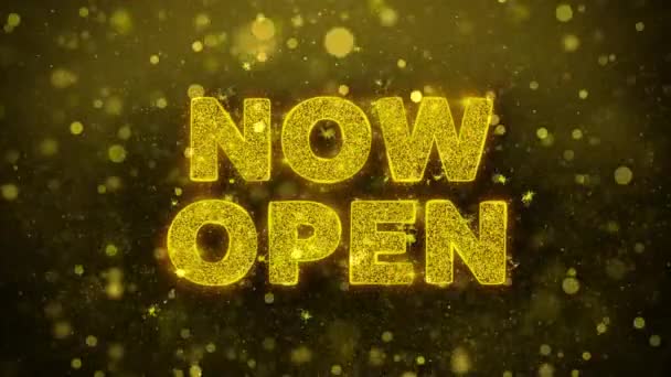 Ora apri il testo su Golden Glitter Shine Particles Animation . — Video Stock