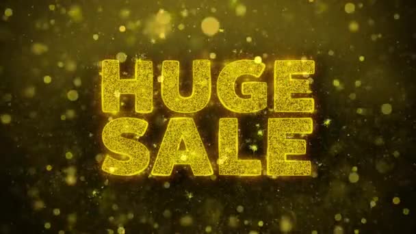 Huge Sale Text on Golden Glitter Shine Particles Animation. — Stock Video