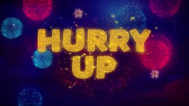 Renkli Ftirework Patlama Parçacıkları Metin Up Acele.