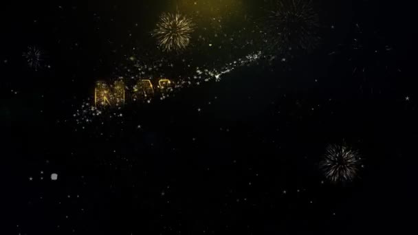 Navratri prodej text na zlatých částicích zobrazení Fireworks. — Stock video