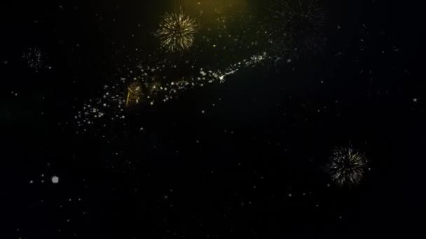 Marzo Vendita testo su particelle d'oro Fuochi d'artificio Visualizza . — Video Stock
