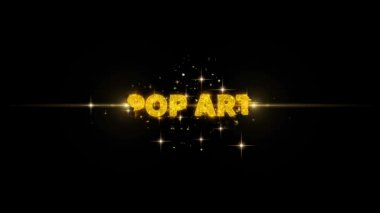 Pop Art Metin Glitter Altın Parçacıklar Havai Fişek üzerinde Reveal.