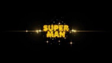 Super Man Metin Glitter Altın Parçacıklar Havai Fişek üzerinde reveal.