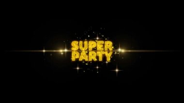 Süper Parti Metin Glitter Altın Parçacıklar Havai Fişek üzerinde reveal.