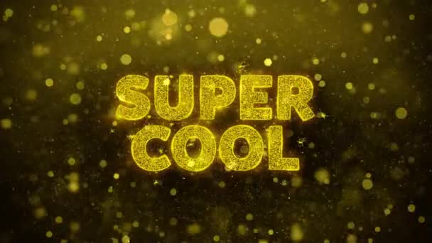 Golden Glitter Shine Parçacıklar Animasyon Süper Cool Metin. — Stok video
