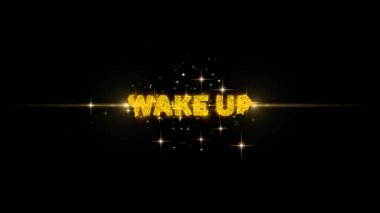Wake Up Metin Glitter Altın Parçacıklar Havai Fişek üzerinde Reveal.