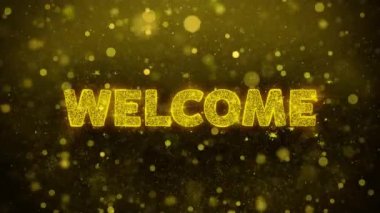 Golden Glitter Shine Parçacıklar Animasyon HoşGeldiniz Metin.