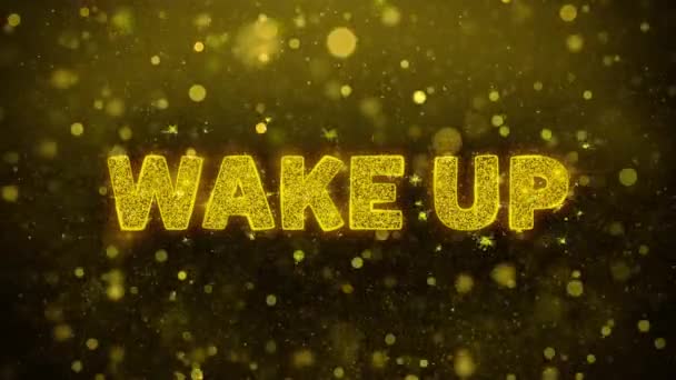 Réveillez le texte sur l'animation des particules de paillettes dorées . — Video