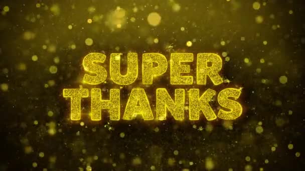 Super Merci Texte sur Golden Glitter Shine Particules Animation . — Video