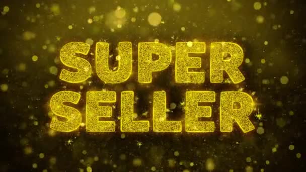 Super Seller texto sobre brilho dourado brilho partículas animação . — Vídeo de Stock