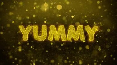 Altın Glitter Shine Parçacıklar Animasyon Yummy Metin.