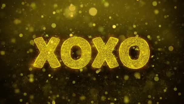 金色闪光发光粒子动画上的 Xoxo 文本. — 图库视频影像