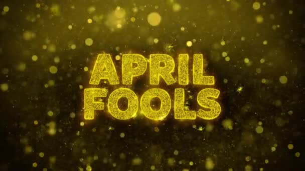 April bláznů text na zlatých Třpycích, animace. — Stock video