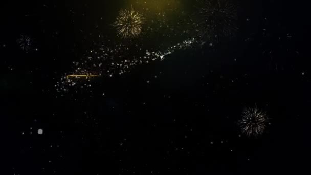 Tendance du texte sur l'affichage de feux d'artifice de particules d'or . — Video