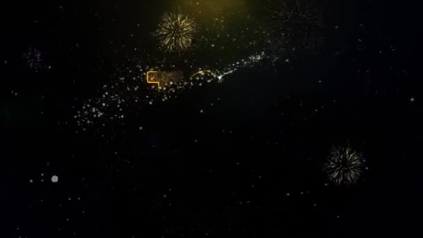 Top Venditore Testo su particelle d'oro Fuochi d'artificio Visualizza . — Video Stock